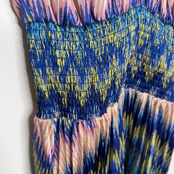 Ramy Brook Giana Handkerchief Hem Midi Dress in Spring Navy Chevron Print XS NWT - Picture 4 of 13